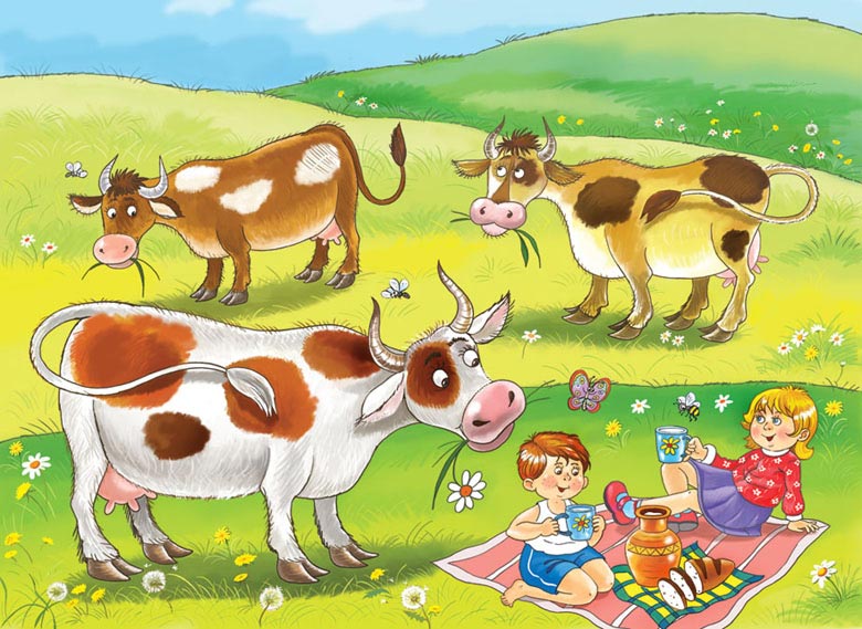 Две коровы и коровка