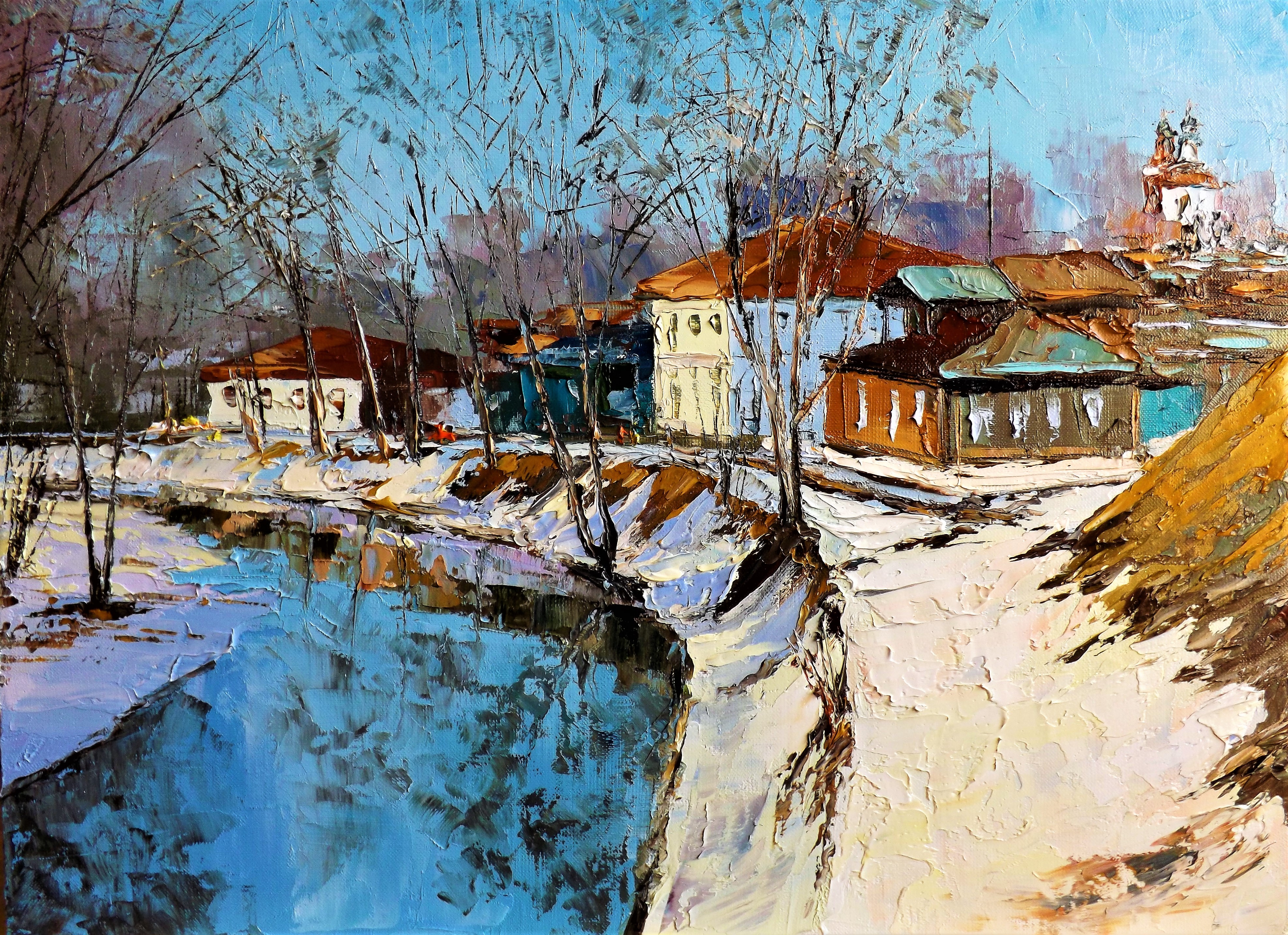 В лощинах снег слоистый